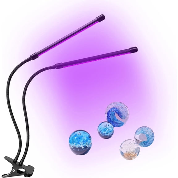 Dual Head UV LED Curing Light 395-400nm, 10-Level Dimmable with 4 Timer Modes, USB 5V Clip On for Resin Nail