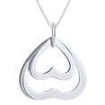 thumbnail image 1 of AFFY Dual Heart For Women's Pendant Necklace In 14K White Gold Over Sterling Silver, 1 of 1