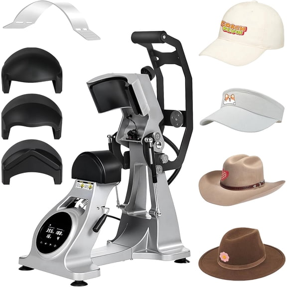 Dual Heater Hat Heat Press, Semi-Auto Open Printing Cap Machine with Laser Alignment & Multi-Timer, Precise Temp Control for Caps, Auto Stand-by, Includes 3 Hat Pads,US Plug