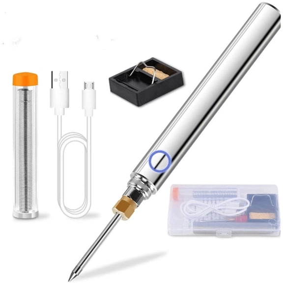 Dual-Heating Thread Burner: One-Touch Melt  Interchangeable Tips, Rechargeable Cordless Thread Zapper for String, Leather Craft, Sewing(16*1.4cm）