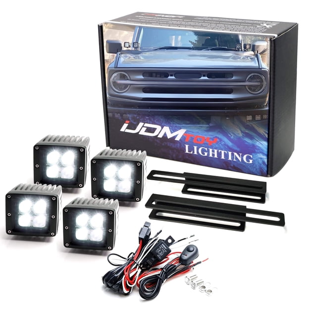 Dual High Power 3-Inch LED Pods A-Pillar/Windshield Driving Lighting ...