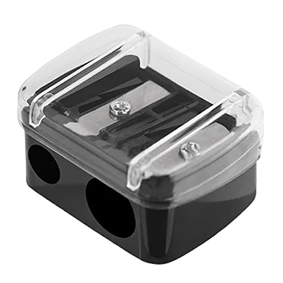 Dual-Hole Cosmetic Pencil Sharpener, Black, Compact and Durable for Eyebrow and Lip Liners – Removable Cover