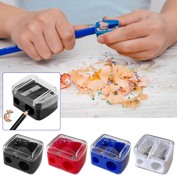 ​​Dual Hole Manual Pencil Sharpener - Transparent Shavings Container Portable Plastic Sharpening Tool for Campus Art Office​​