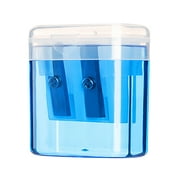 Dual Hole Pencil Sharpener with Cover – Oval Manual Sharpener, Portable Carbon Steel Blade Sharpener with Clear Shavings Container for Office/Art Supplies