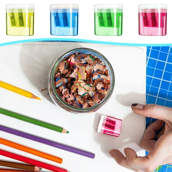 Dual Hole Pencil Sharpeners,Colorful Design Pencil Sharpening Tools With Transparent Lid, Fits Standard And Thick Pencils,Easy Clean Crumb Container,Suitable For Home, Office And Art