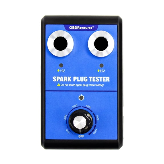 Dual Hole Spark Plug Tester Automotive Engine Ignition Coil Tester with 06000 RPM Adjustable Frequency, 12V Gasoline Vehicle Spark Plug Diagnostic Tool for Motorcycle & Car