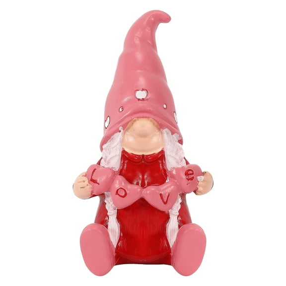 Dual Holiday Resin Gnome Ornament Compact Exquisite Hand Painted Dwarf Statue Anti Fade Long Lasting Craft Table Shelf Decor Versatile Valentine Christmas Festive Home Decoration Gift