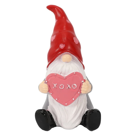Dual Holiday Resin Gnome Ornament Compact Exquisite Hand Painted Dwarf Statue Anti Fade Long Lasting Craft Table Shelf Decor Versatile Valentine Christmas Festive Home Decoration Gift
