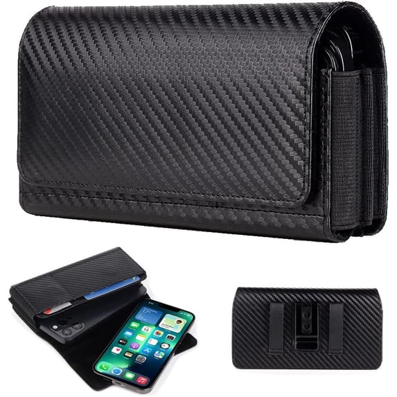Dual Horizontal Belt Clip Holster 2 Cell Phone Pouch Case Holder for iPhone 15 Pro Max, 16 Pro Max, 14 Plus, 13 Pro Max Galaxy S25 Ultra S24 FE S23 Ultra S21+ A16 A35 A15 A54 Pixel 8 Pro 7 OnePlus 12