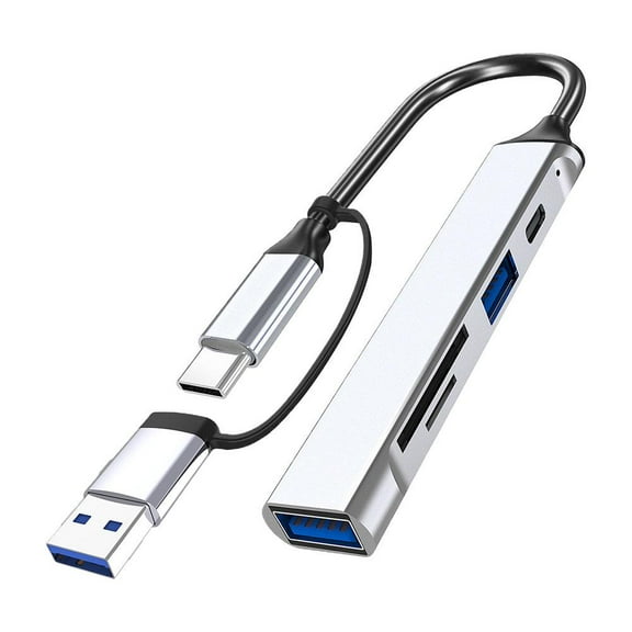 Dual Input USB Expander with SD TF Card Slots for Photo and Data Transfer