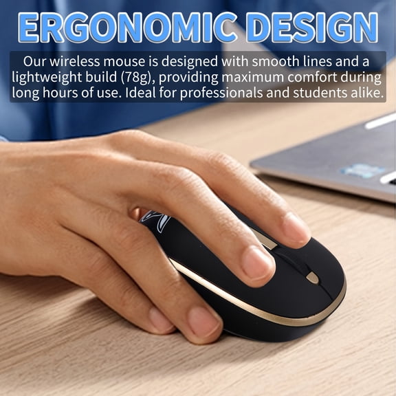 Dual Interface USB-C & USB Wireless Mouse - Silent Operation, 393.7inch Range, 2.4G/3G/4G/5G Compatible, Right-Handed Optical Tracking, Compatible with MacBook, PC, / Smartphones (No Port)
