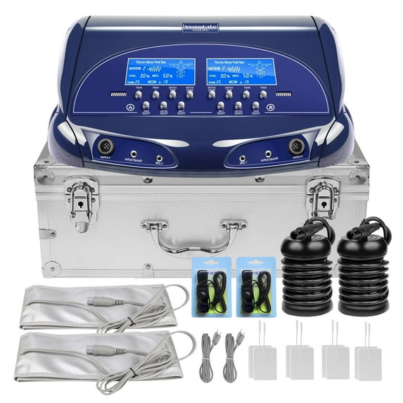 Dual Ionic Detox Foot Bath Machine Upgrade Ion Foot Detox Machine Detox Foot Spa Detoxification Machine Digital LCD Display with 2 Arrays 2 Waist Belts