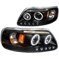 thumbnail image 1 of Dual LED Halo Projector Headlight In Black Housing Clear Lens Made For And Compatible With 1997 - 2003 Ford F150 F-150 Expedition 97 98 99 00 01 02 03, 1 of 7