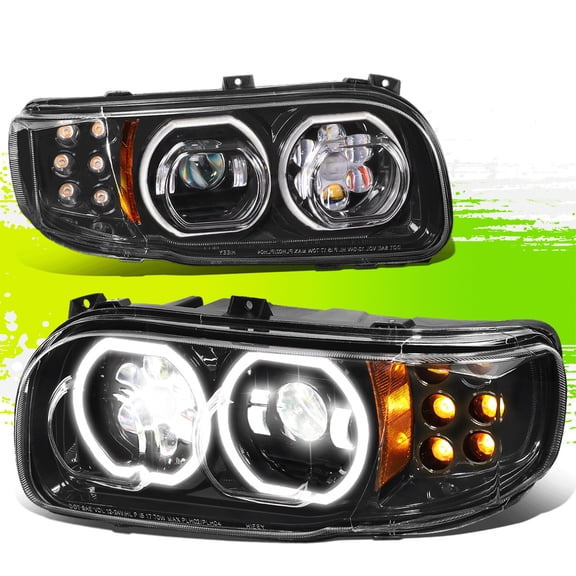 Dual LED Halos Projector Headlights FIT for Peterbilt 389 388 567 08-22 Black Pair