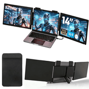 Dual Laptop Screen Extender, 14" 1080P IPS Portable Triple Monitor for 14-16.5" Laptops with USB-C Port, Plug and Play,