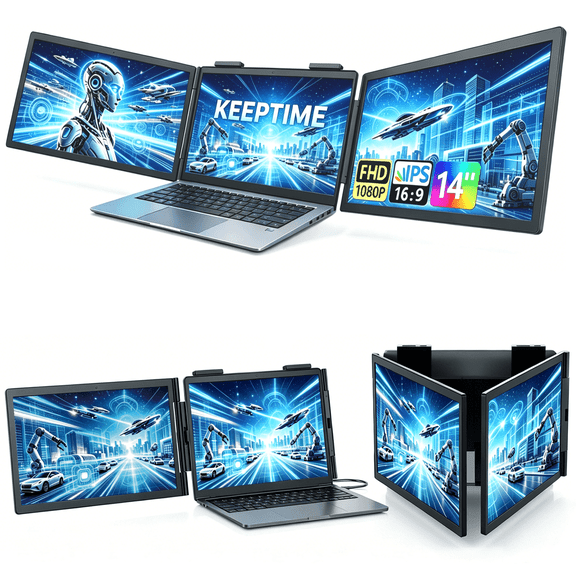 Dual Laptop Screen Extender Portable Monitor 14" FHD 1080P IPS for 14 to 16.5"Displays,USB-C Plug & Play for Windows/Mac/Android/Switch/PS5/Xbox