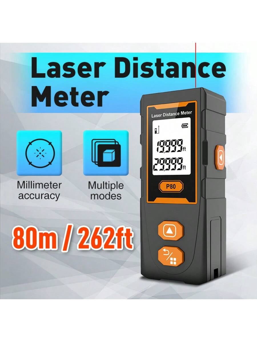 Dual Laser Distance Measuring Tool 80M With Backlit LCD Rechargeable ...