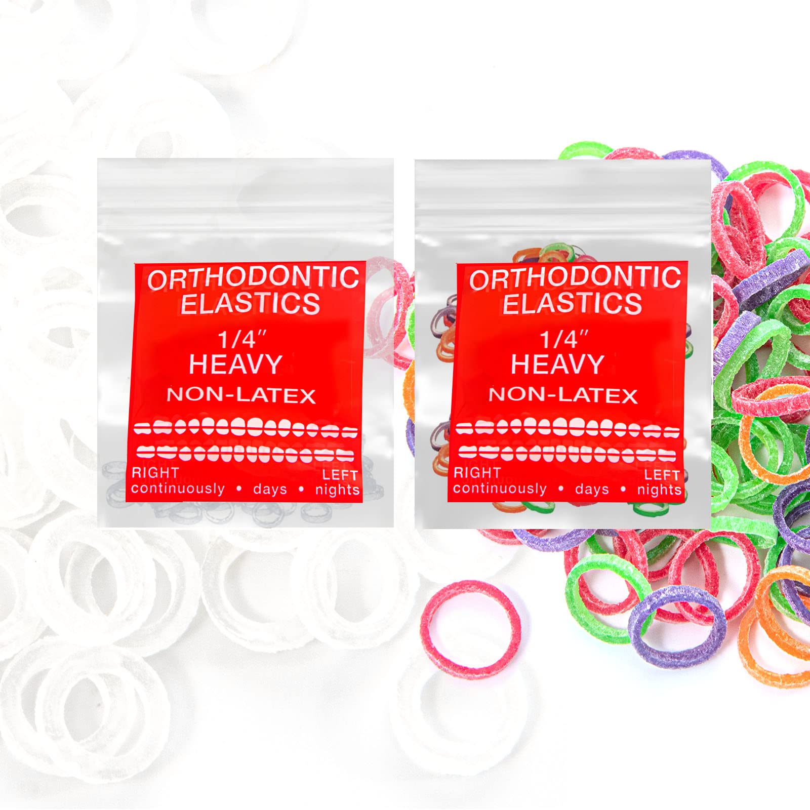 Dual Latex Free packs JMS2 1/4inch Heavy Intraoral Elastic Bands