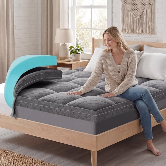 Dual Layer 3 Inch Mattress Topper Twin XL Size, Cooling Gel Memory Foam Plus Pillow Top Mattress Pad Cover with 8-21 Inch Deep Pocket