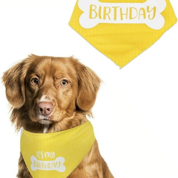 Dual Layer Birthday Plaid Dog Bandana Fall Soft Triangle Dog Scarf Kerchief Washable Girl Boy Pet Dog Bday Bandanas Adjustable Accessories for Small Medium Large Extra Large Dogs