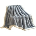 thumbnail image 1 of Dual-Layer Cable Knit Fleece Throw Blanket - Warm Soft Flannel & Sherpa Blanket for Couch Bed, Cozy All-Season Sofa Decor (100x150cm), 1 of 6