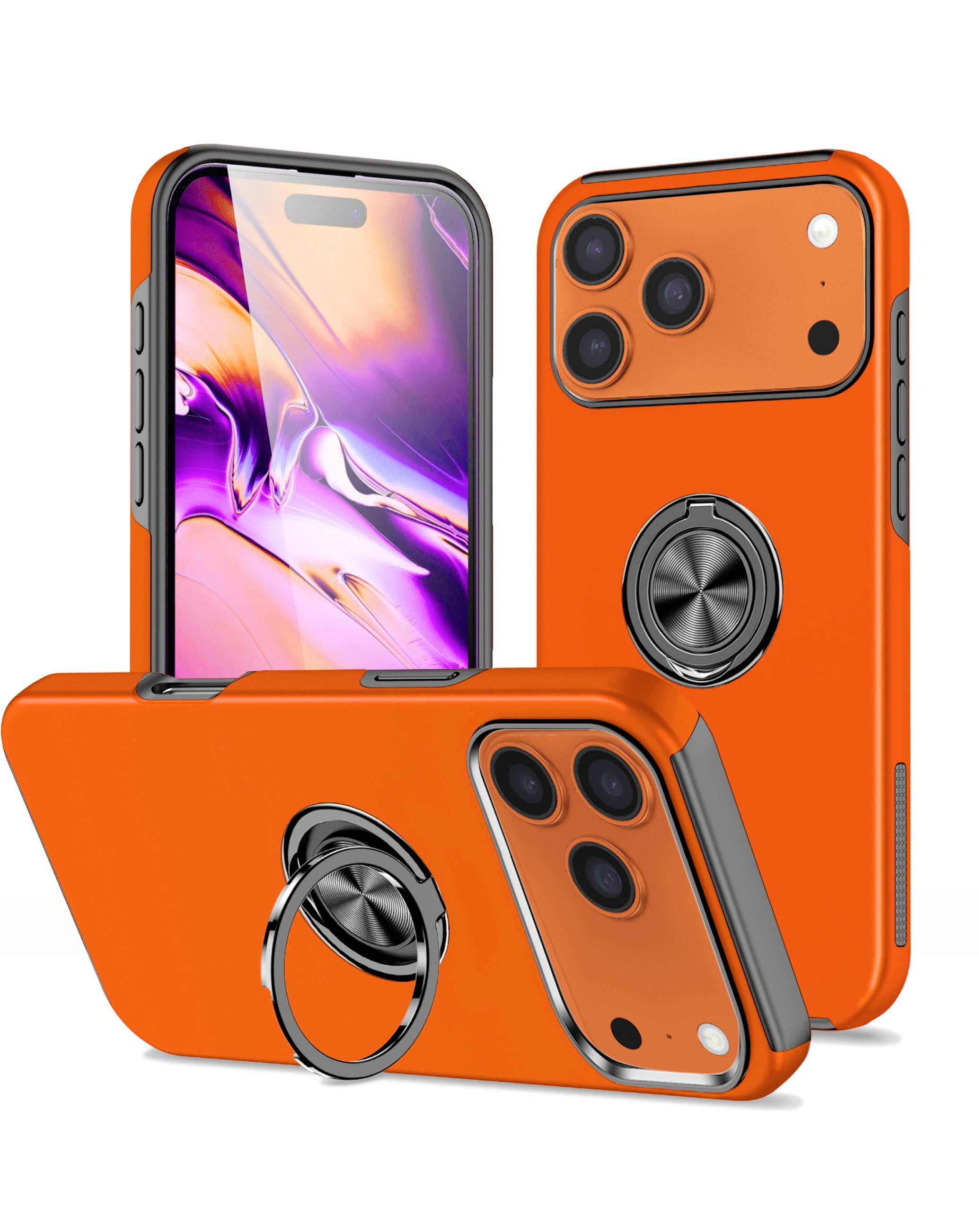 Dual Layer Case with Magnetic Ring for iPhone 17 Pro Max - Orange