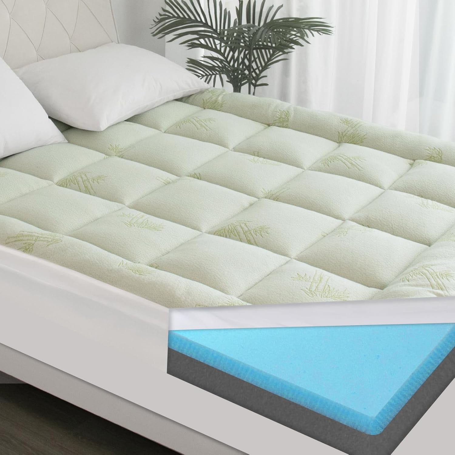 Queen Size Dual Layer Inch Memory Foam Mattress Topper, 2