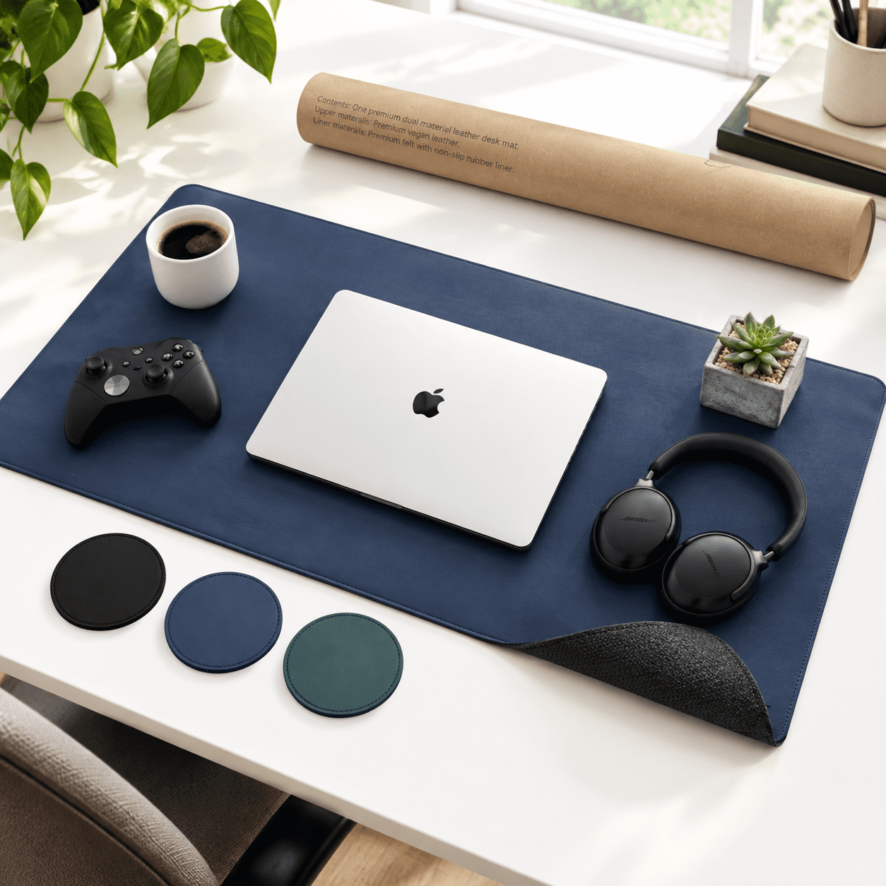 Dual Layer Desk Mat, Midnight Blue, 38.50 x 4.02 x 4.02 Inches, Felt ...