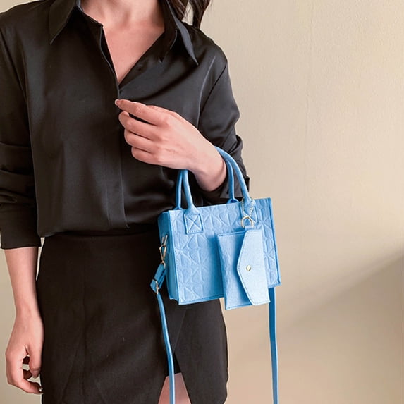 Dual Layer Felt Women Casual Crossbody Messenger Bag, Zipper Anti Theft Small Shoulder Handbag, Soft Lightweight Versatile Satchel for Daily Commute Outdoor Shopping Office Casual Outfit Matching