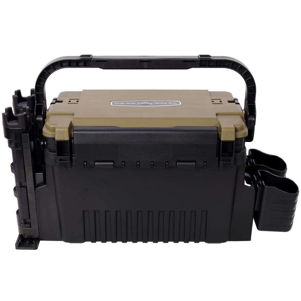 Dual-Layer Large Fishing Tackle Box Organizer (Army Green)