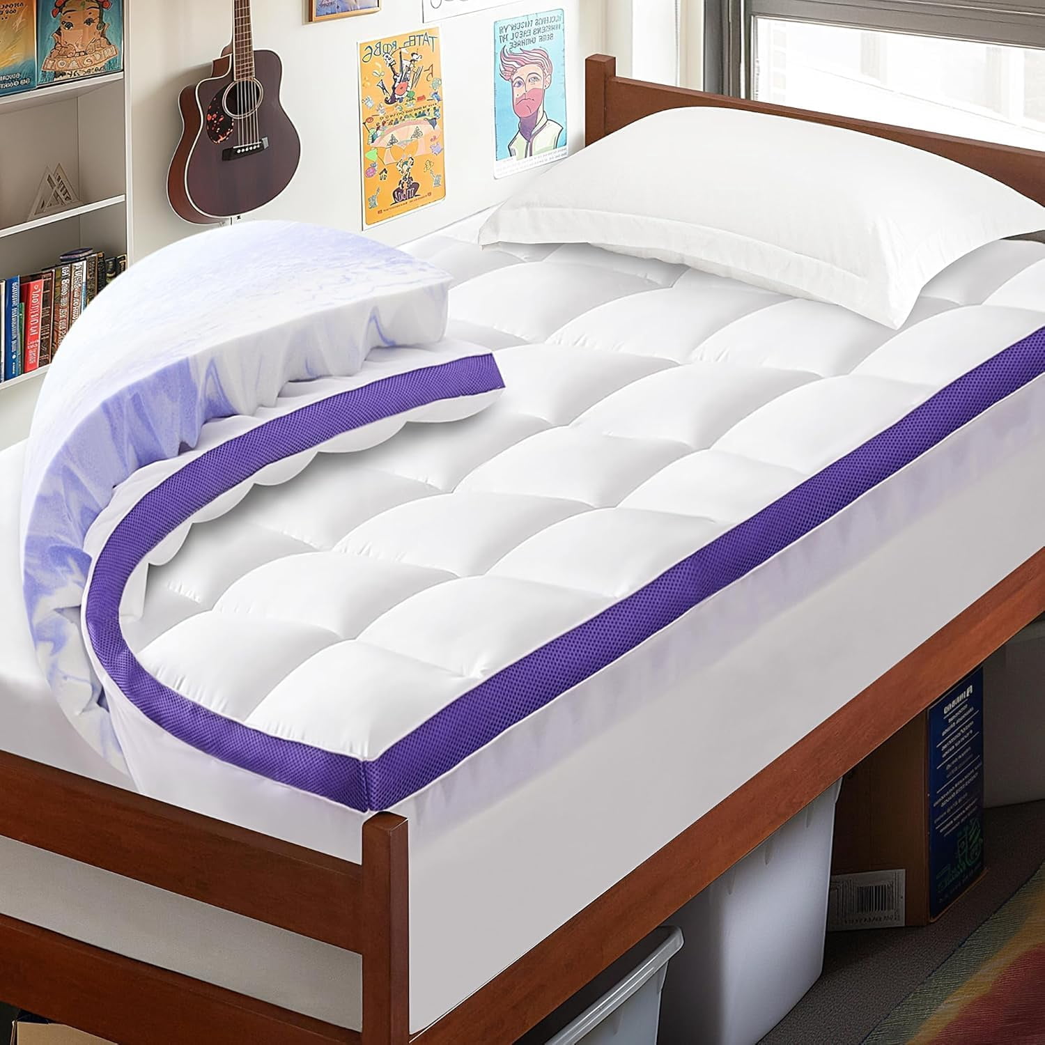 Dual Layer Memory Foam Twin Xl Mattress Topper 2 Inch Photo Inspiration