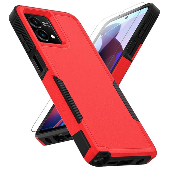 Dual Layer Phone Case compatible with Motorola Moto G Stylus 5G 2023, Shockproof Heavy Duty Rugged Protective Cover with Screen Protector, Military Protection Tough Bumper, Black