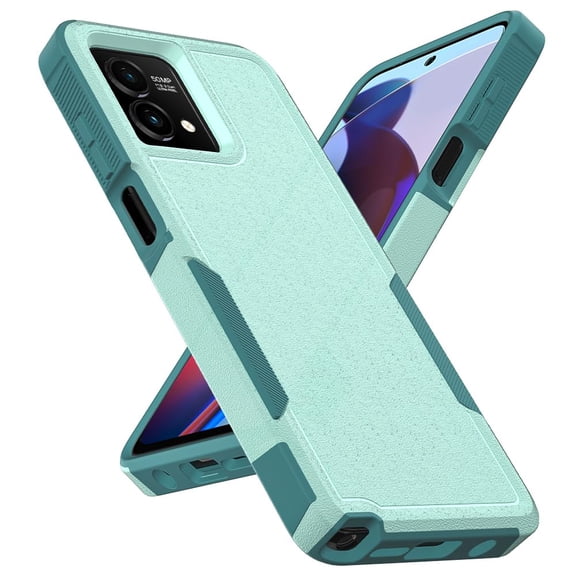 Dual Layer Phone Case compatible with Motorola Moto G Stylus 5G 2023, Shockproof Heavy Duty Rugged Protective Cover with Screen Protector, Military Protection Tough Bumper, Black