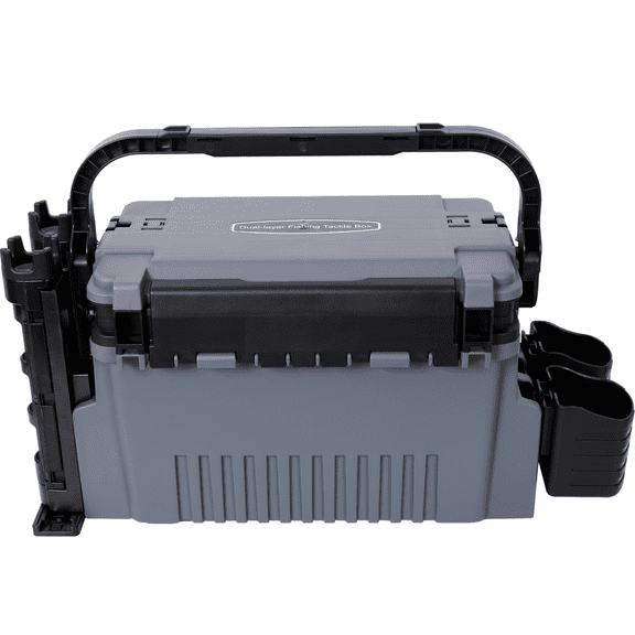 Dual Layer Tackle Box with Rod Cup Holders & Carry Strap