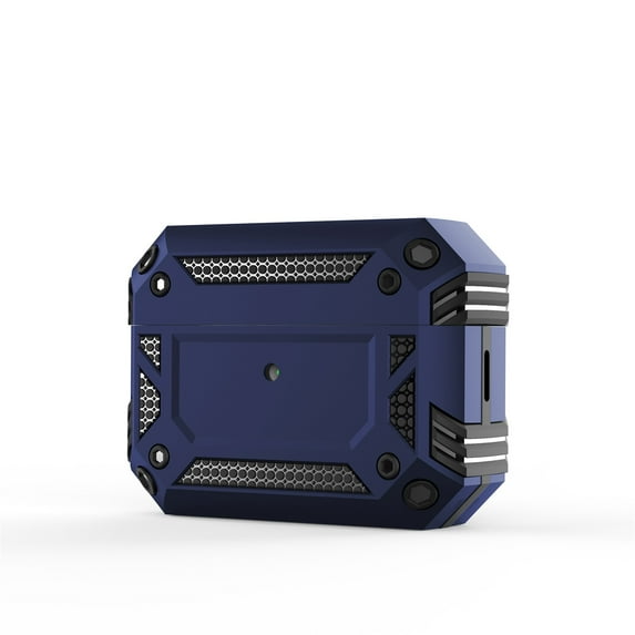 Dual-Layers Armor Case for AirPods Pro 2nd Gen 2022 with Keychain Design Cover, Heavy Duty Military Grade Hybrid Shockproof Anti-Drop Protective Case for AirPods Pro 2nd Gen 2022, Blue