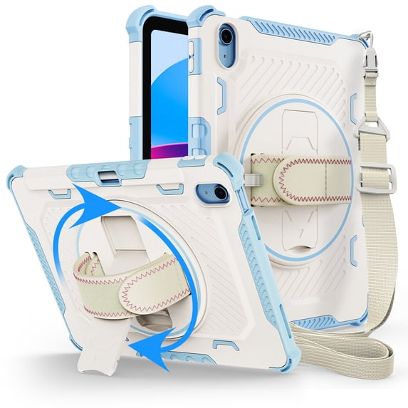 Dual Layers Protection Shockproof Cover with Hand Strap, Pencil Holder, Shoulder Strap for iPad 10th Generation 10.9" Case