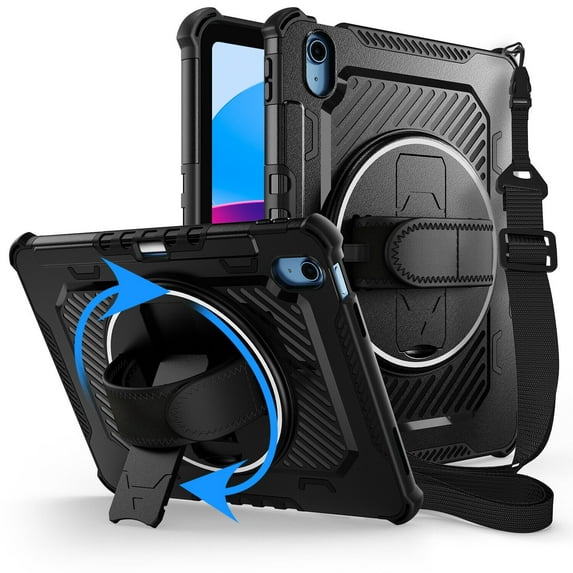 Dual Layers Protection Shockproof Cover with Hand Strap, Pencil Holder, Shoulder Strap for iPad 10th Generation 10.9" Case
