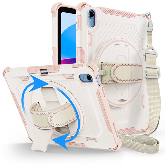 Dual Layers Protection Shockproof Cover with Hand Strap, Pencil Holder, Shoulder Strap for iPad 7th/8th/9th Generation 10.2" Case