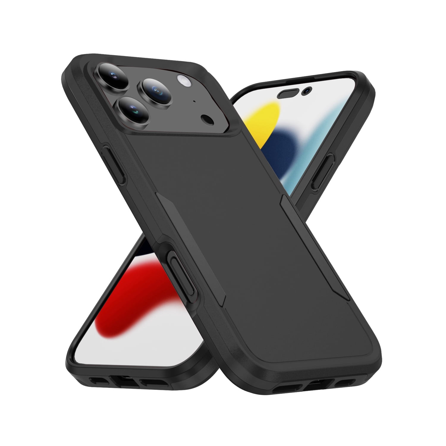 Dual Layers Shockproof Strong Case for iPhone 17 Pro Max - Black
