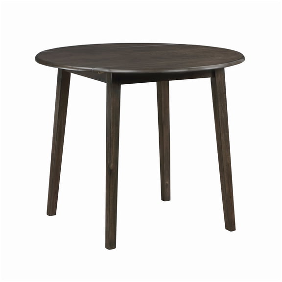 Dual Leaf Round Kitchen Table, Espresso Brown Wood Dining Furniture for Compact Living Spaces
