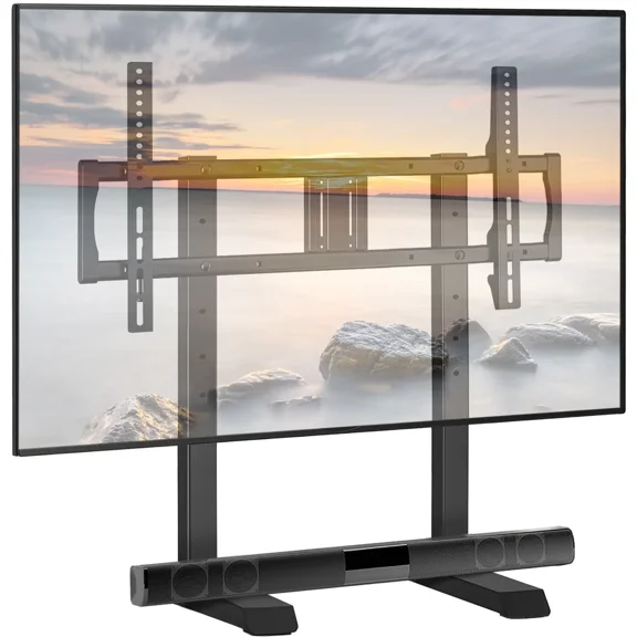 Dual Legs TV Stand with Lockable Wheels for 40-90 Inch TVs, 4-Level Height Adjustment (21.5"-30.3"), Cable Management, Holds up to 150 lbs, Black