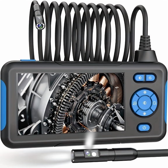 Dual Lens 1080P Industrial Endoscope, 4.3" LCD Screen, 8 LED Lights, 8mm 16.5ft Semi-Rigid Cable, Automotive Inspection Camera, Father's Day Gift