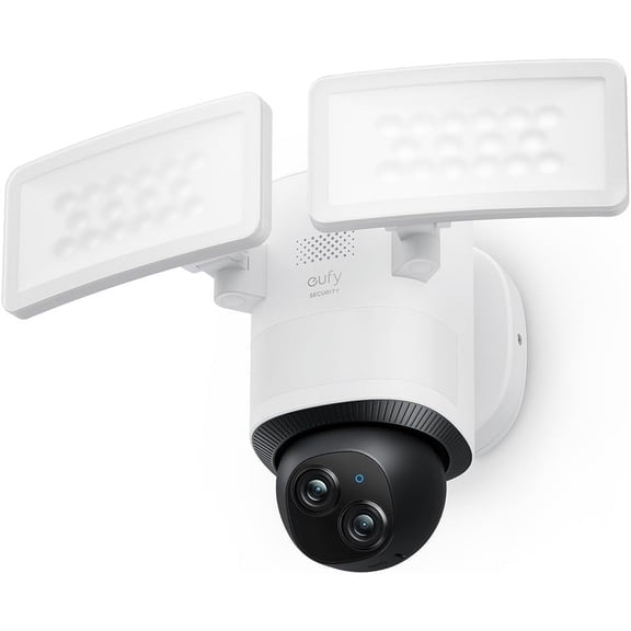 Dual-Lens 360Coverage Floodlight Camera E340,Security Outdoor, Pan &Tilt,AI Detection&Tracking,8 Hybrid Zoom,No Monthly Fee, 24/7 Recording, Dual-Band Wi-Fi 6, 2000 LM,Wired
