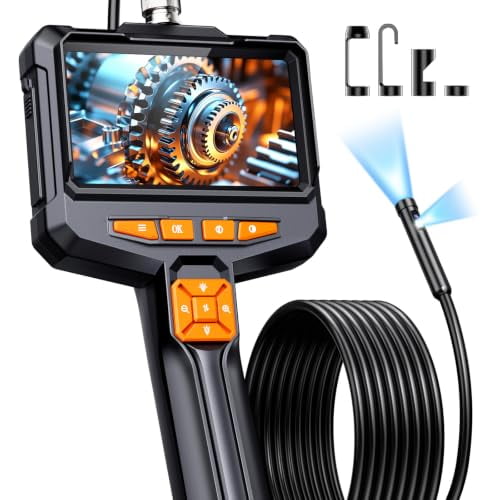 Dual Lens Borescope Camera with Light, 4.3" 1080P Handheld Endoscope | 16.5FT Flexible Snake Inspection Camera, IP67 Waterproof Industrial Scope Camera for HVAC, Wall & Car Mechanic
