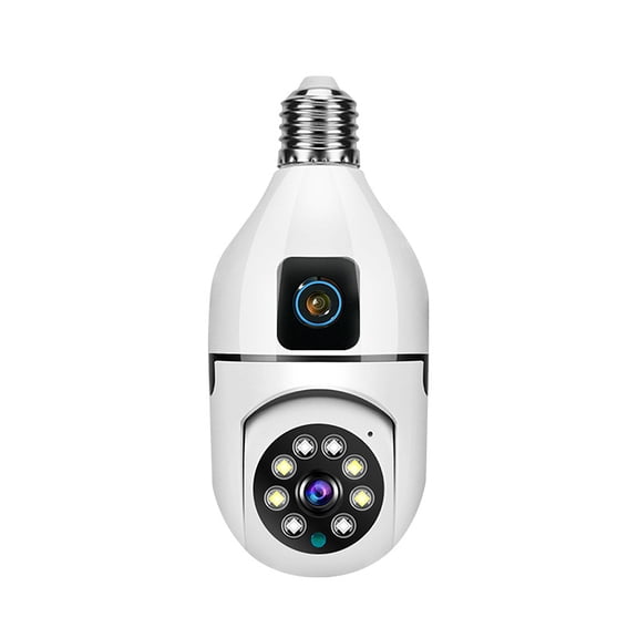 Dual Lens E27 Bulb Camera, 355 PTZ WiFi Security Camera, 2-Way Audio, Motion Detection, 360 Home Surveillance