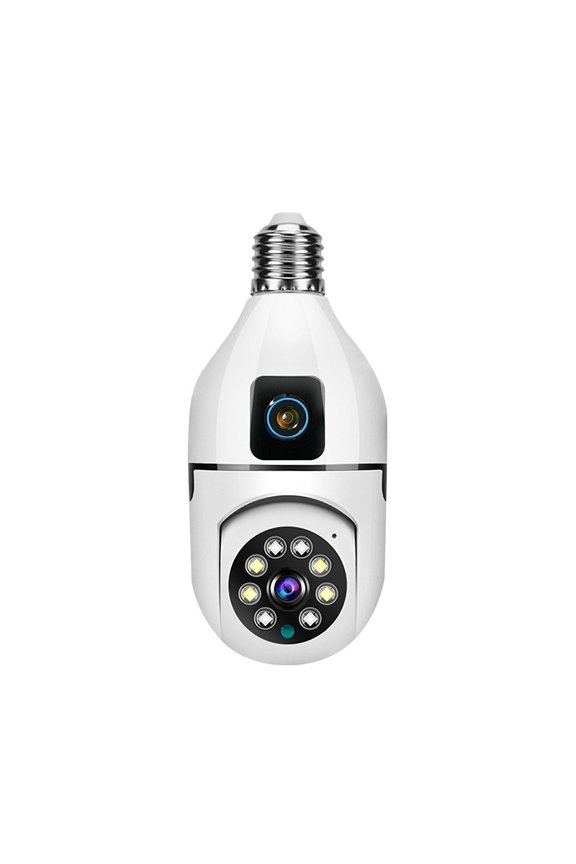 Dual Lens E27 Bulb Camera, 355 PTZ WiFi Security Camera, 2-Way Audio, Motion Detection, 360 Home Surveillance