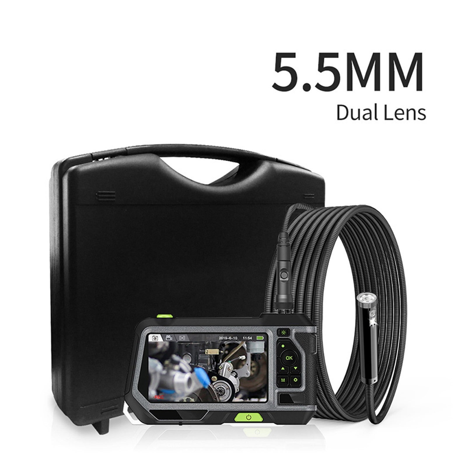 Dual Lens Endoscope Camera With 5-Inch IPS LCD Monitor Industrial Waterproof Borescope Inspection Camera With 6 LED Toolbox ,Various Applicable