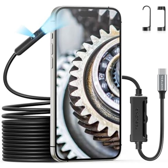 Dual Lens Endoscope with Light, USB-C Inspection Camera with 8+1 LED Lights, Flexible Waterproof Fiber Optic Snake Scope Compatible with iPhone 15, Android(16.5FT)$$Tools & Hardware Other