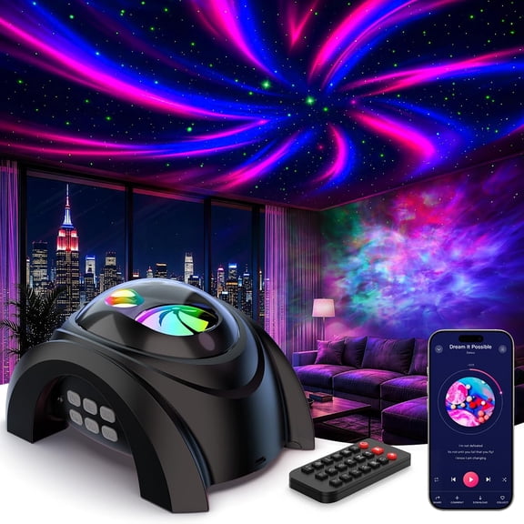 Dual Lens Galaxy Star Projector, Aurora Night Light for Bedroom