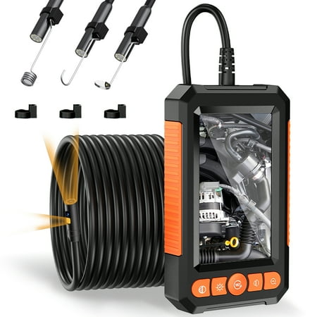 Dual Lens Industrial Endoscope Camera,1080P Digital Borescope Inspection Camera, 8mm IP67 Waterproof Camera, Sewer Camera with 4.3" LCD Screen,8 LED Lights,16.5FT Semi-Rigid Cable Tools for Men,Sewer